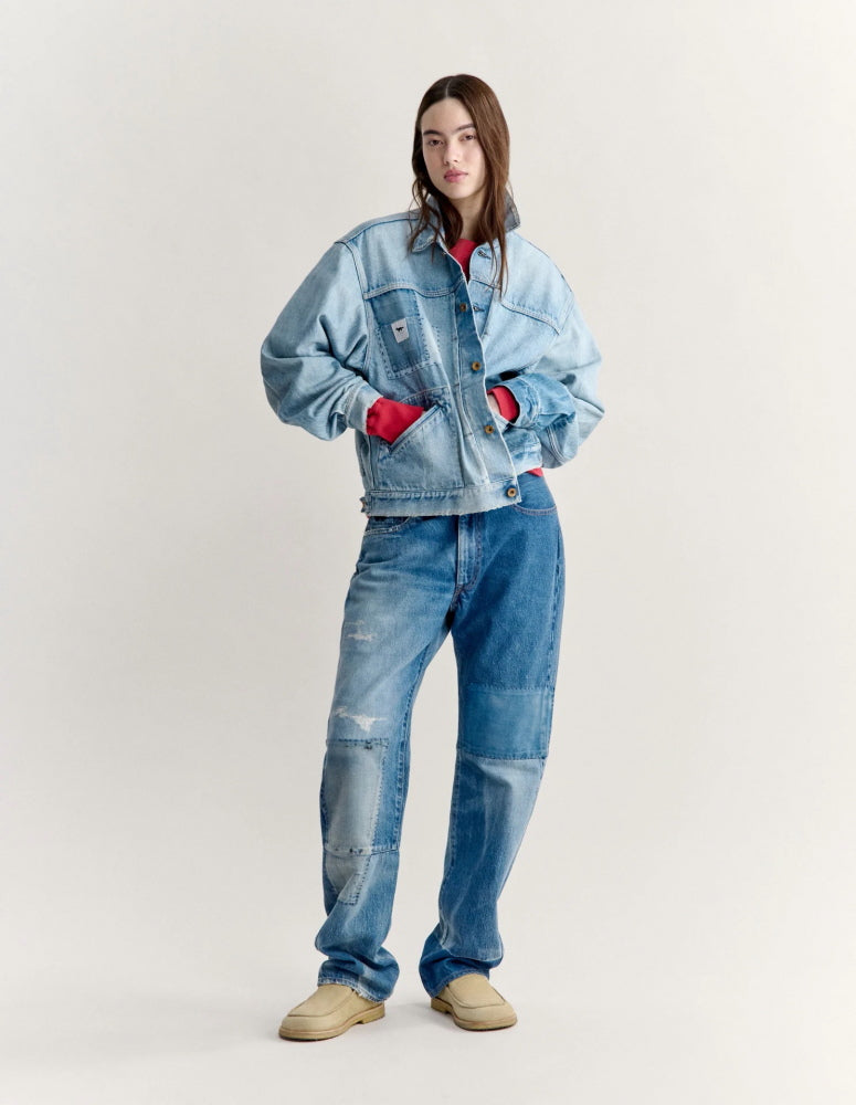 Maison Kitsune × KURO  PATCHWORK DENIM PANTS LIGHT INDIGO 2026AW
