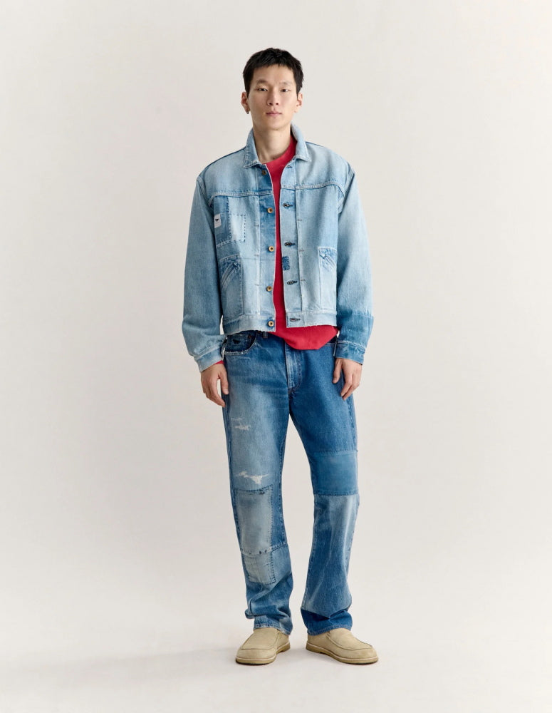 Maison Kitsune × KURO  PATCHWORK DENIM PANTS LIGHT INDIGO 2026AW
