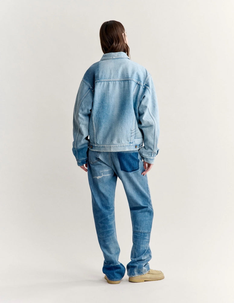 Maison Kitsune × KURO  PATCHWORK DENIM JACKET LIGHT INDIGO 2026AW