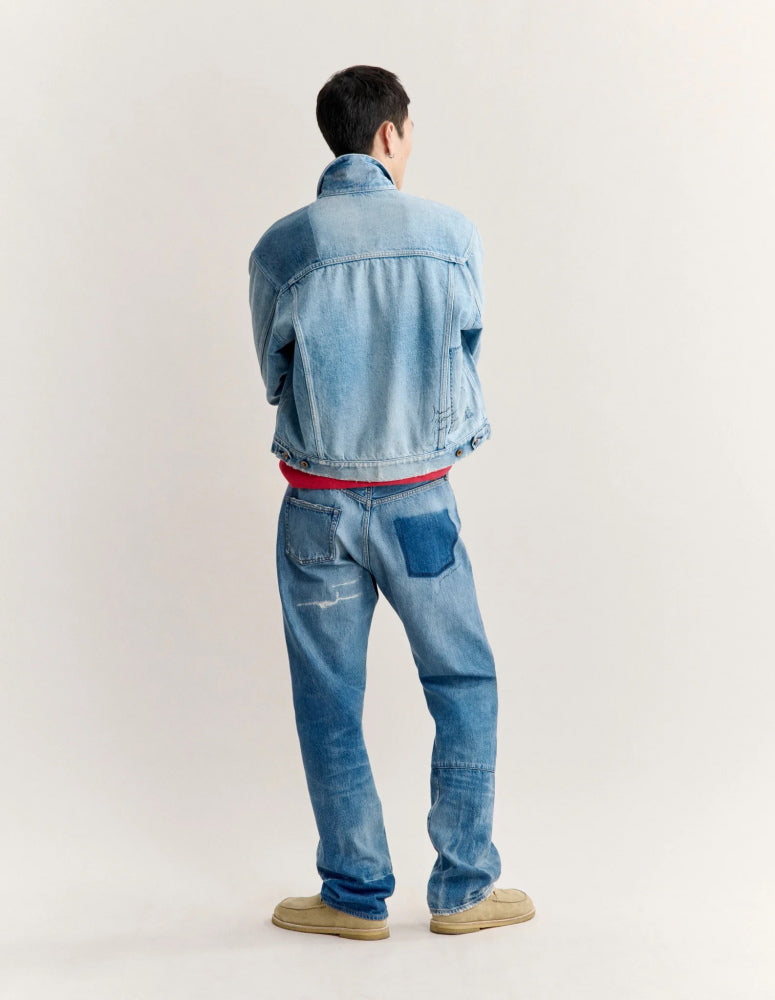 Maison Kitsune × KURO  PATCHWORK DENIM JACKET LIGHT INDIGO 2026AW