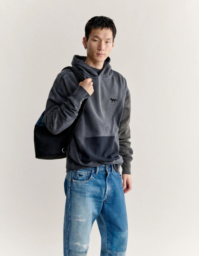 Maison Kitsune × KURO PATCHWORKED FOX PARKA FADED BLACK 2026AW