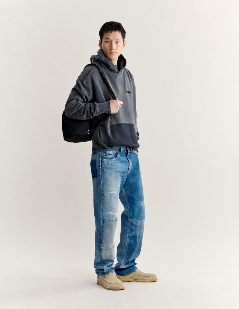 Maison Kitsune × KURO PATCHWORKED FOX PARKA FADED BLACK 2026AW