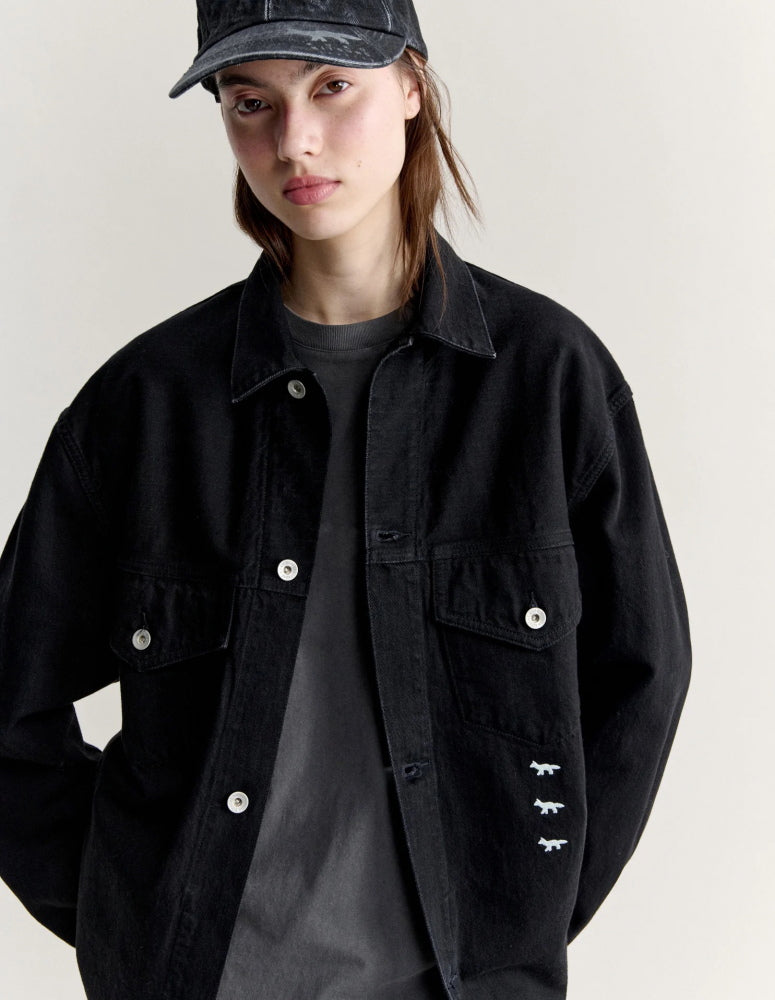 Maison Kitsune × KURO  DENIM SHIRT JACKET BLACK 2026AW