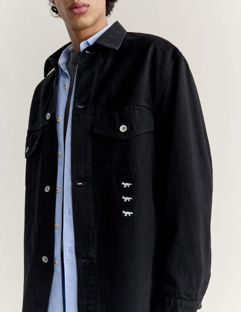 Maison Kitsune × KURO  DENIM SHIRT JACKET BLACK 2026AW