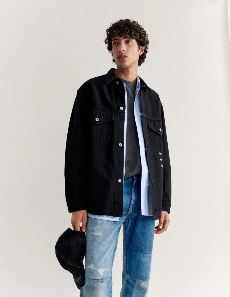 Maison Kitsune × KURO  DENIM SHIRT JACKET BLACK 2026AW