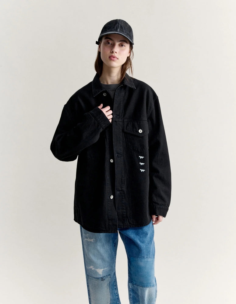 Maison Kitsune × KURO  DENIM SHIRT JACKET BLACK 2026AW