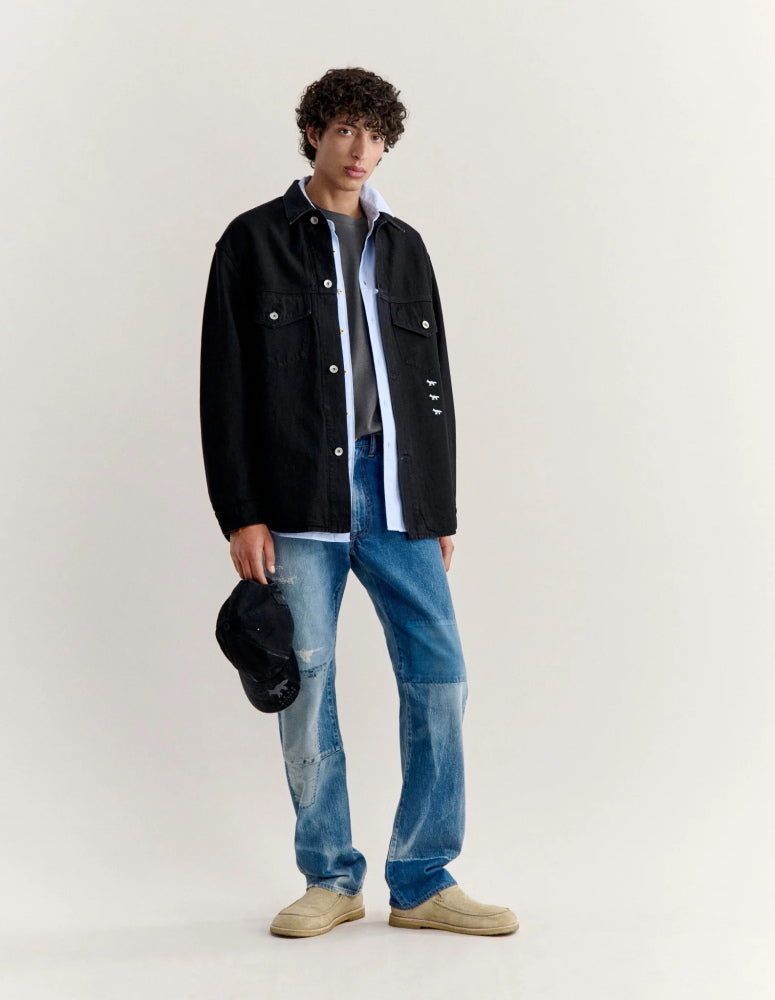 Maison Kitsune × KURO  DENIM SHIRT JACKET BLACK 2026AW