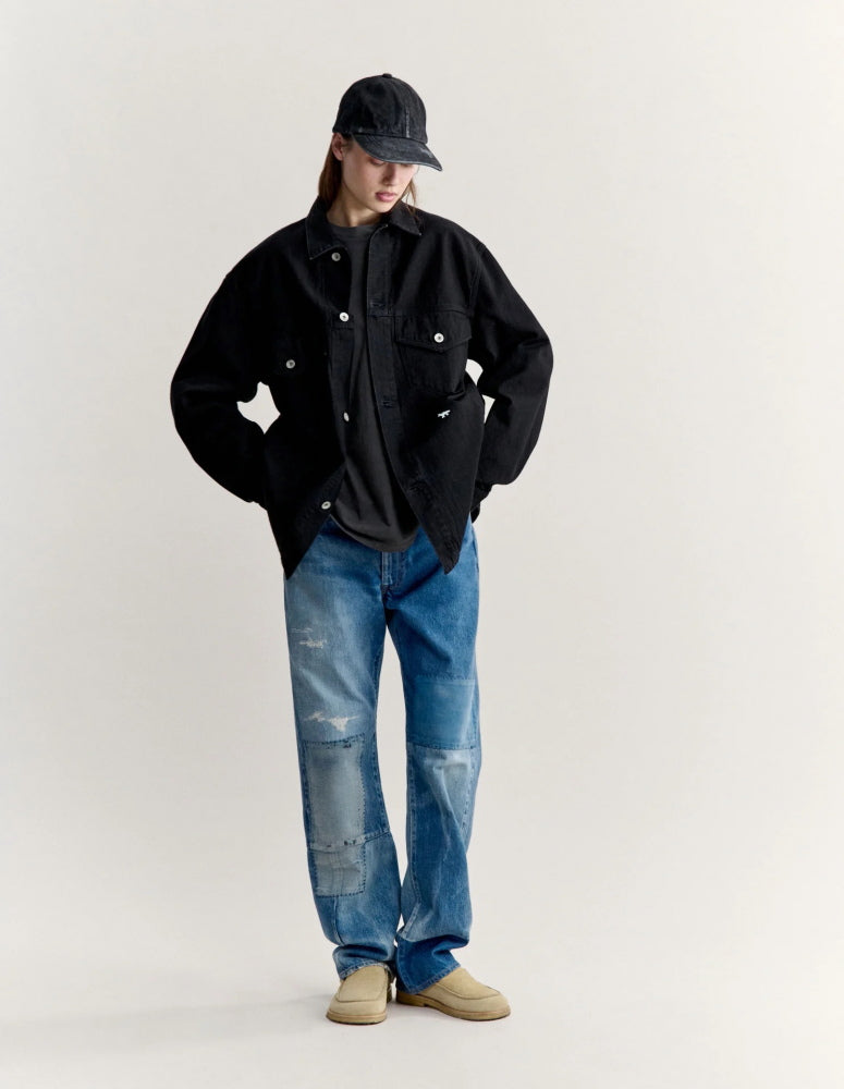Maison Kitsune × KURO  DENIM SHIRT JACKET BLACK 2026AW