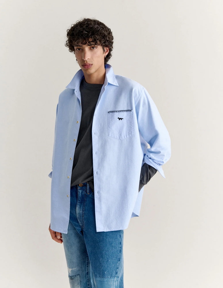 Maison Kitsune × KURO  OXFORD SHIRT  BLUE 2026AW