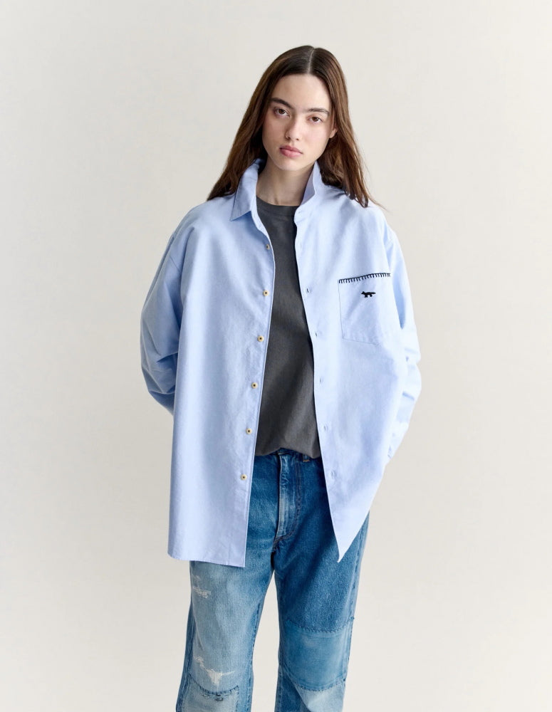Maison Kitsune × KURO  OXFORD SHIRT  BLUE 2026AW