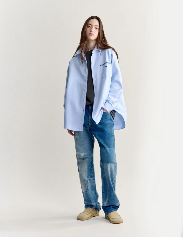 Maison Kitsune × KURO  OXFORD SHIRT  BLUE 2026AW