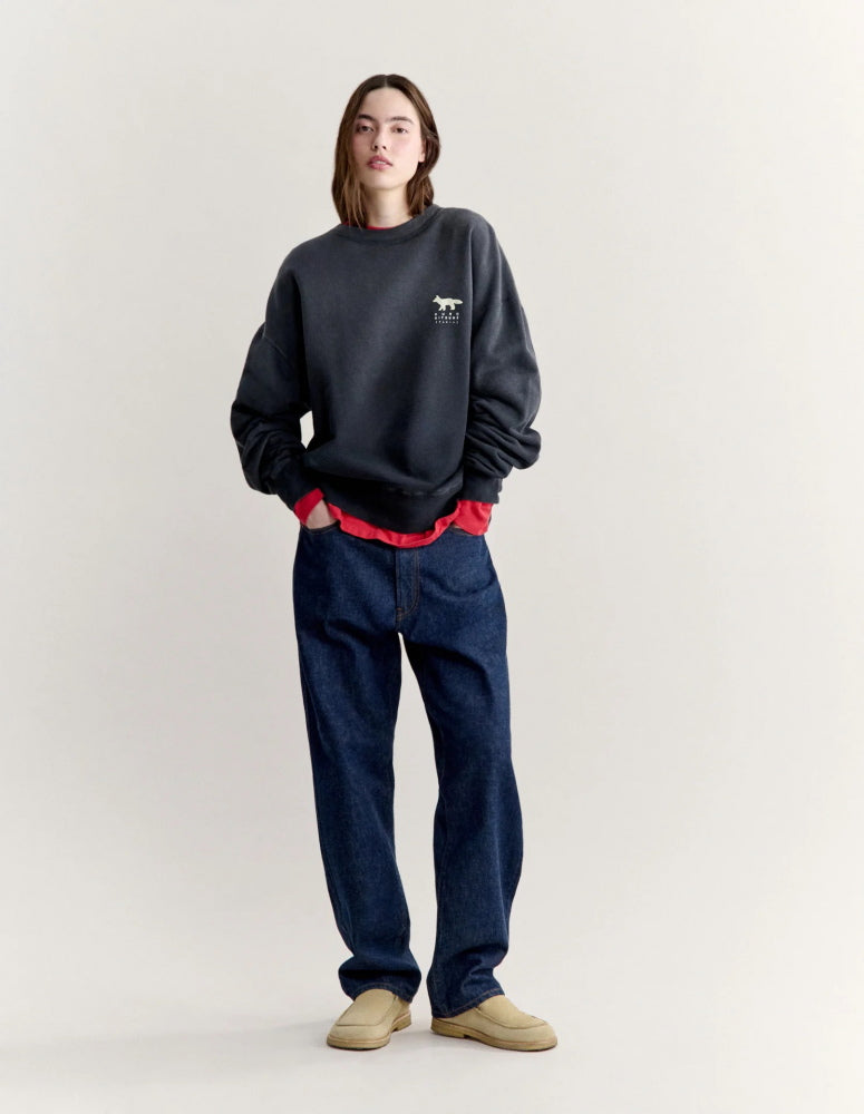 Maison Kitsune × KURO SUNFADE FOX SWEATSHIRT ADED BLACK 2026AW