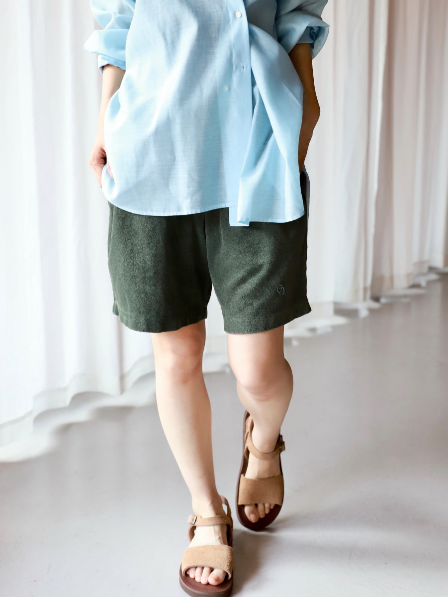 GOODAYS × SCREEN STARS パイル ピグメント ショーツ Pile pigment shorts ブラック/ダークグリーン 2色展開 2026春夏新作