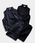 Zip vest ＆2tuck wide pants SET ロゴ刺繍 上下セット 2色展開 チャコール/ブラック