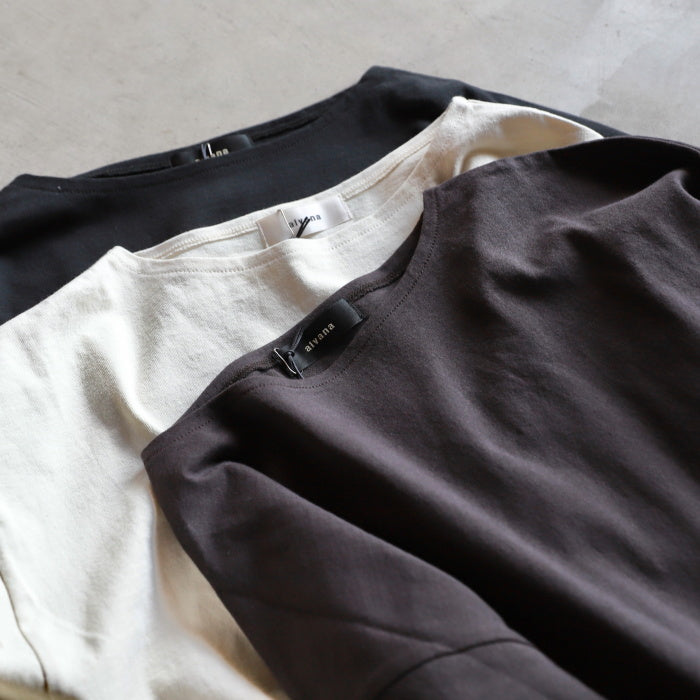 アルヴァナ トップス ロンT 無地 alvana 空紡 ボートネック L/S TEE SHIRTS 空紡 BOATNECK L/S TEE SHIRTS BLACK/DEEP BROWN/VINTAGE WHITE 2026秋冬新作【alv00201】