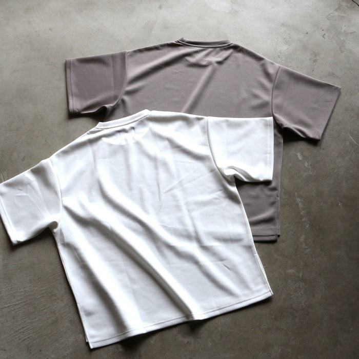 【着痩せシリーズ】CHARGER トップス ユニセックス 無地 チャージャー オリジナル サイド スリット Tシャツ ホワイト/グレージュ 2色展開