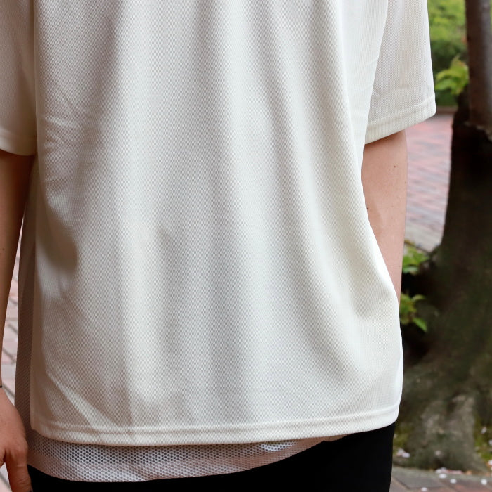 【着痩せシリーズ】CHARGER トップス ユニセックス チャージャー メッシュ レイヤード Tシャツ ホワイト/ブラック White/Black 2色展開