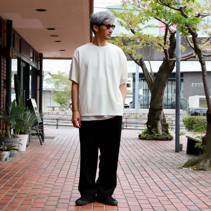 【着痩せシリーズ】CHARGER トップス ユニセックス チャージャー メッシュ レイヤード Tシャツ ホワイト/ブラック White/Black 2色展開