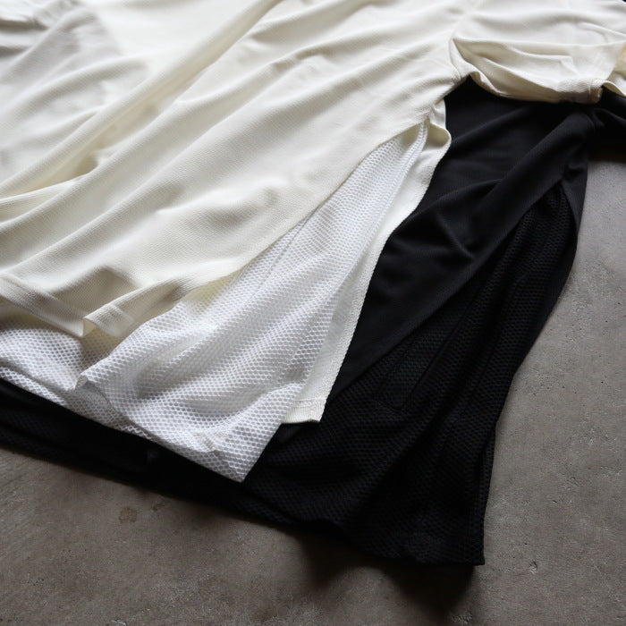 【着痩せシリーズ】CHARGER トップス ユニセックス チャージャー メッシュ レイヤード Tシャツ ホワイト/ブラック White/Black 2色展開