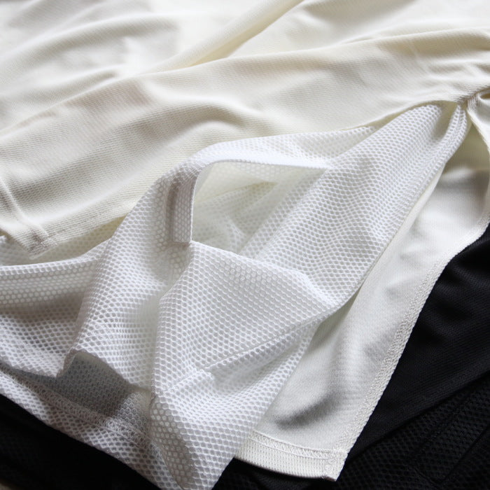 【着痩せシリーズ】CHARGER トップス ユニセックス チャージャー メッシュ レイヤード Tシャツ ホワイト/ブラック White/Black 2色展開