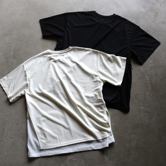 【着痩せシリーズ】CHARGER トップス ユニセックス チャージャー メッシュ レイヤード Tシャツ ホワイト/ブラック White/Black 2色展開