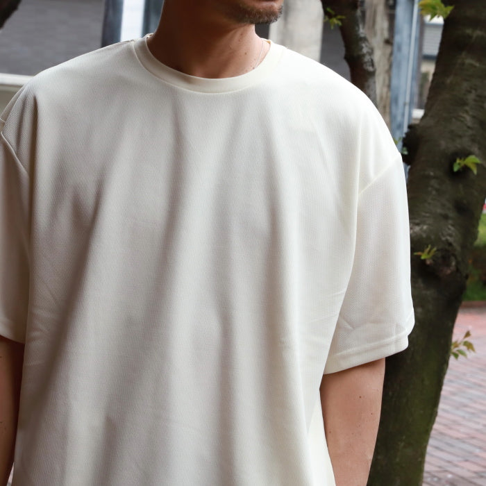 【着痩せシリーズ】CHARGER トップス ユニセックス チャージャー メッシュ レイヤード Tシャツ ホワイト/ブラック White/Black 2色展開