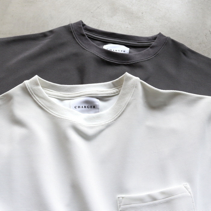 【着痩せシリーズ】CHARGER トップス ユニセックス 無地 チャージャー パネル 切り替え Tシャツ ホワイト/グレー White/Gray 2色展開