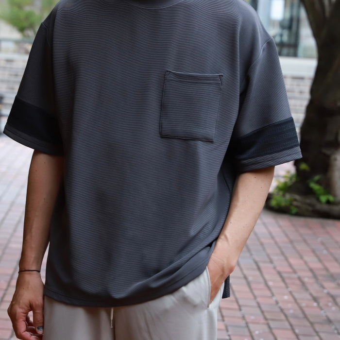【着痩せシリーズ】CHARGER トップス ユニセックス 無地 チャージャー パネル 切り替え Tシャツ ホワイト/グレー White/Gray 2色展開
