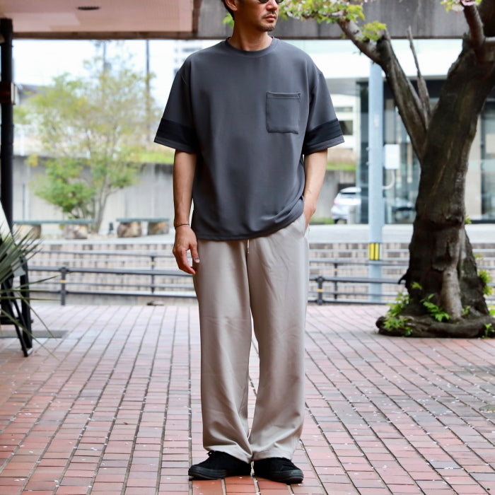 【着痩せシリーズ】CHARGER トップス ユニセックス 無地 チャージャー パネル 切り替え Tシャツ ホワイト/グレー White/Gray 2色展開