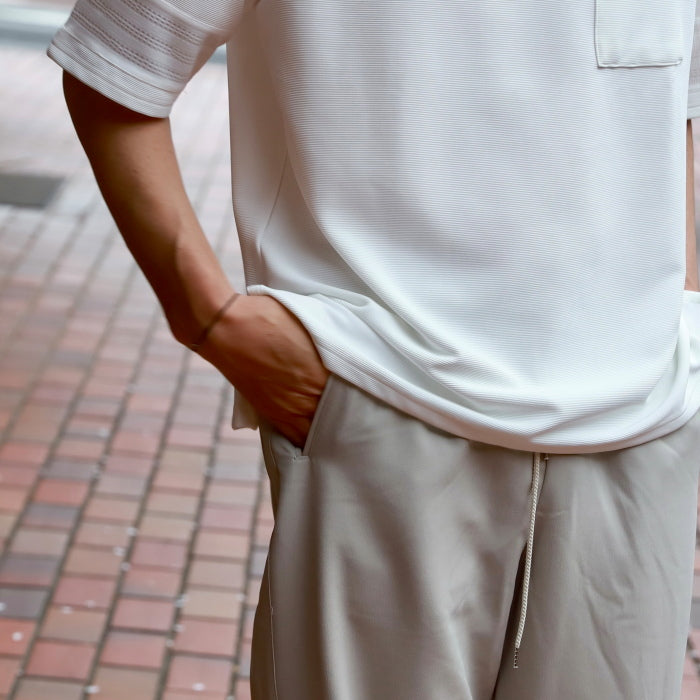 【着痩せシリーズ】CHARGER トップス ユニセックス 無地 チャージャー パネル 切り替え Tシャツ ホワイト/グレー White/Gray 2色展開