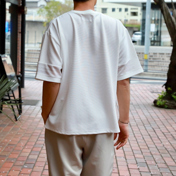 【着痩せシリーズ】CHARGER トップス ユニセックス 無地 チャージャー パネル 切り替え Tシャツ ホワイト/グレー White/Gray 2色展開