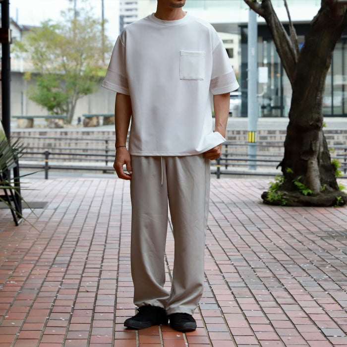 【着痩せシリーズ】CHARGER トップス ユニセックス 無地 チャージャー パネル 切り替え Tシャツ ホワイト/グレー White/Gray 2色展開