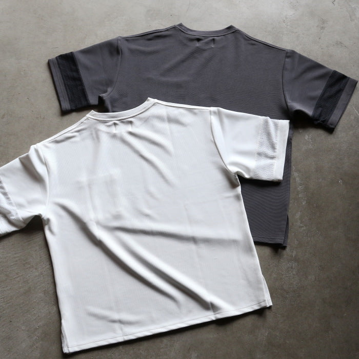 【着痩せシリーズ】CHARGER トップス ユニセックス 無地 チャージャー パネル 切り替え Tシャツ ホワイト/グレー White/Gray 2色展開
