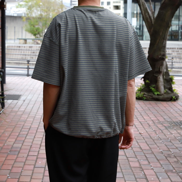 【着痩せシリーズ】CHARGER トップス ユニセックス チャージャー オリジナル ボーダー スピンドル Tシャツ カーキ/ベージュ 2色展開