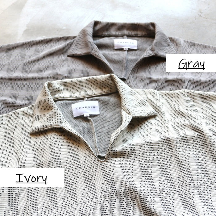 CHARGER トップス ユニセックス チャージャー オリジナル 総柄 スキッパー ポロ Skipper Polo アイボリー/グレー Ivory/Gray 2色展開 2026春夏新作