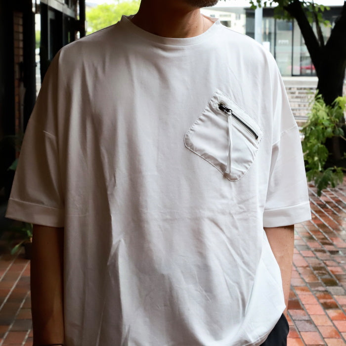 CHARGER トップス ユニセックス 無地 チャージャー オリジナル 胸ポケット ジップ Tシャツ Pocket Zip Tee ホワイト/チャコール White/Charcoal 2026春夏新作