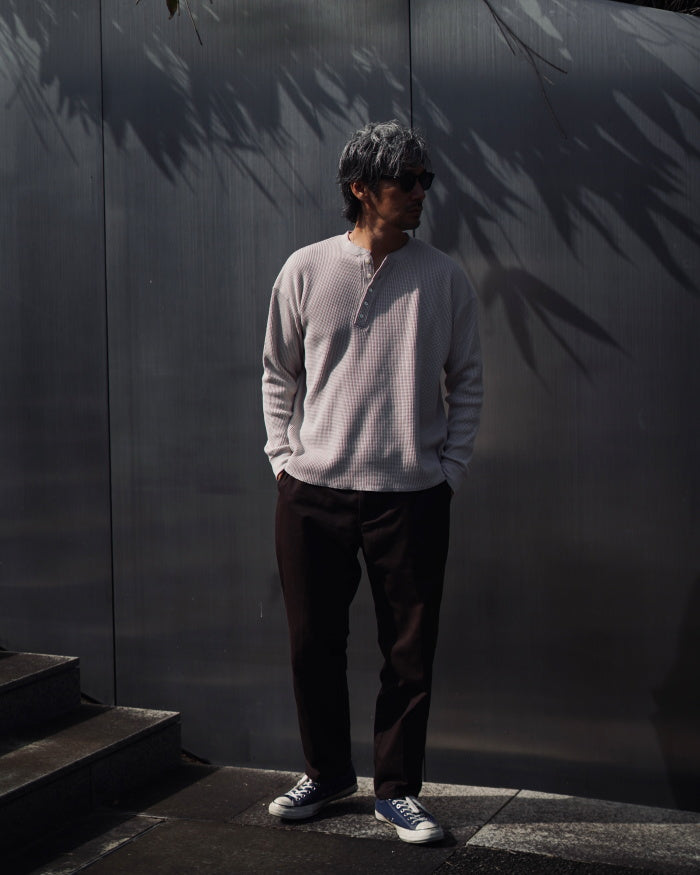 GOODAYS / ワッフル ナナメ ヘンリーネック 長袖 T / gdsnnms
