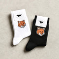 メゾンキツネ 靴下 ソックス ユニセックス MAISON KITSUNE フォックス ヘッド ソックス Fox Head Socks ブラック/ホワイト Black/White 2026秋冬新作【mpuas00kt0010】