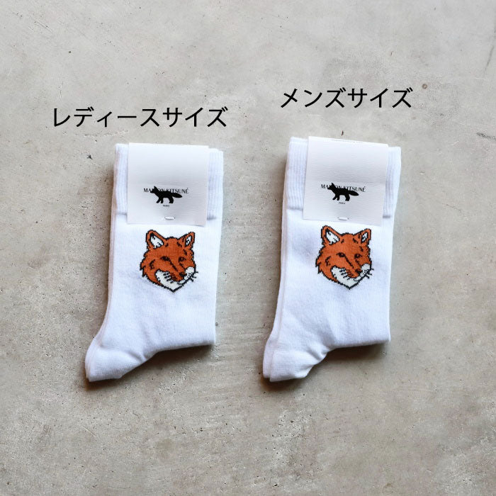 メゾンキツネ 靴下 ソックス ユニセックス MAISON KITSUNE フォックス ヘッド ソックス Fox Head Socks ブラック/ホワイト Black/White 2026秋冬新作【mpuas00kt0010】