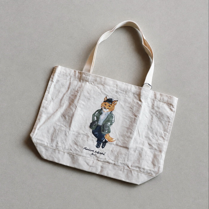 メゾンキツネ バッグ トート MAISON KITSUNE ウィークエンド フォックス トートバッグ WEEKEND FOX TOTE エクリュ 2026秋冬新作【mrubt04ww9042】
