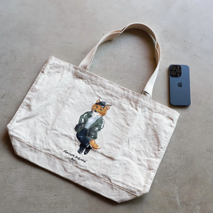 メゾンキツネ バッグ トート MAISON KITSUNE ウィークエンド フォックス トートバッグ WEEKEND FOX TOTE エクリュ 2026秋冬新作【mrubt04ww9042】