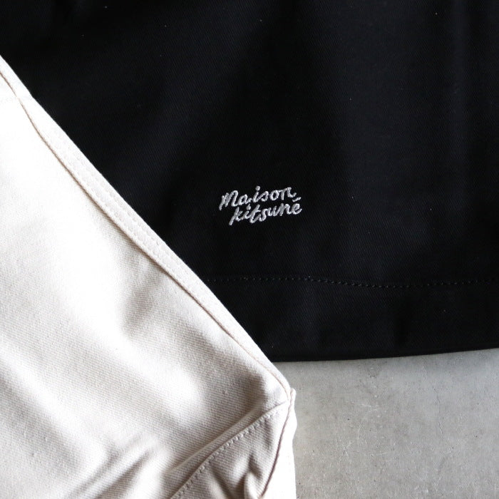メゾンキツネ バッグ トート MAISON KITSUNE ダブル フォックスヘッド トート DOUBLE FOX HEAD PATCH TOTE BAG アントラシート/エクリュ 2026秋冬新作【mrubt23ww0096】