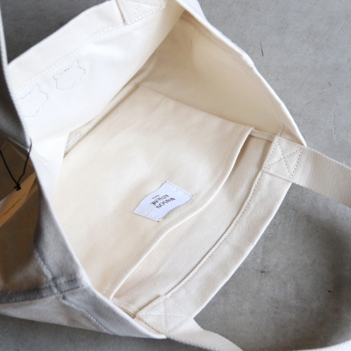 メゾンキツネ バッグ トート MAISON KITSUNE ダブル フォックスヘッド トート DOUBLE FOX HEAD PATCH TOTE BAG アントラシート/エクリュ 2026秋冬新作【mrubt23ww0096】
