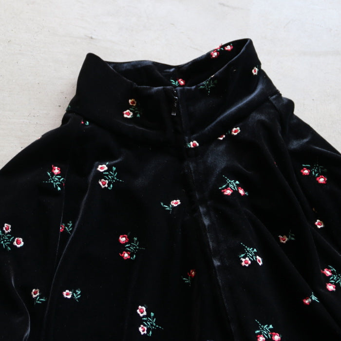 TICCA / ベロア フラワー エンブロイダリー 刺繍 トラック ジ ャケット / tbfa171