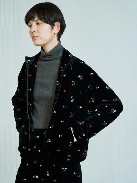 TICCA / ベロア フラワー エンブロイダリー 刺繍 トラック ジ ャケット / tbfa171