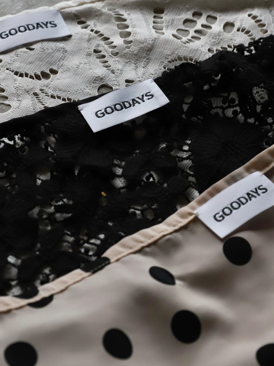 【9月中旬お届け予定】GOODAYS / レース ドット ラップスカート 3WAY /  gdsk01